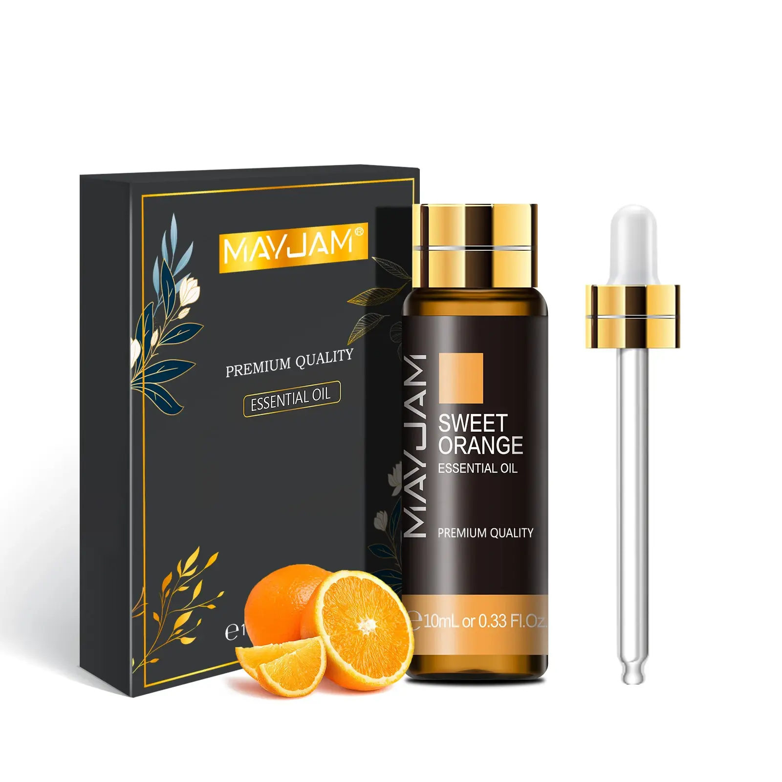 MAYJAM 10ml Pure Plant Essential Oils - Therapeutic Aromatherapy Oils for Diffusers, Healthy Treatment Support, Gift Box Included (Mint, Lavender, Tea Tree, Rose, Vanilla, Sandalwood, Jasmine)