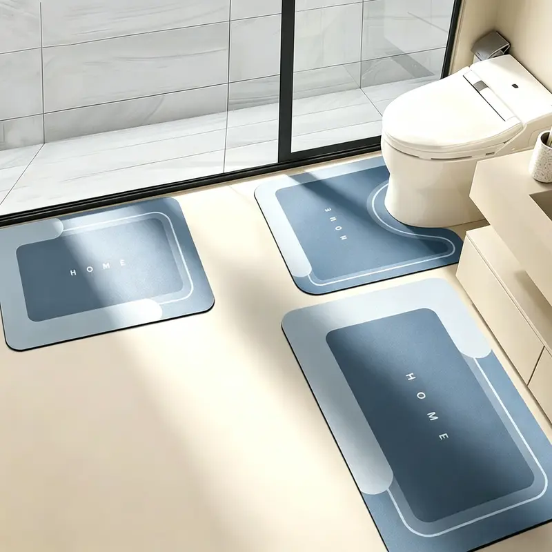 3PCS Classic Bathroom Decor Set Absorbent Quick-Dry Slip-Free Rubber Back Bath Mats, Washable Anti-Skid Bathroom Floor Rugs for Shower Toilet, 16.9inx23.6in+19.7inx23.6in+19.7inx31.9in