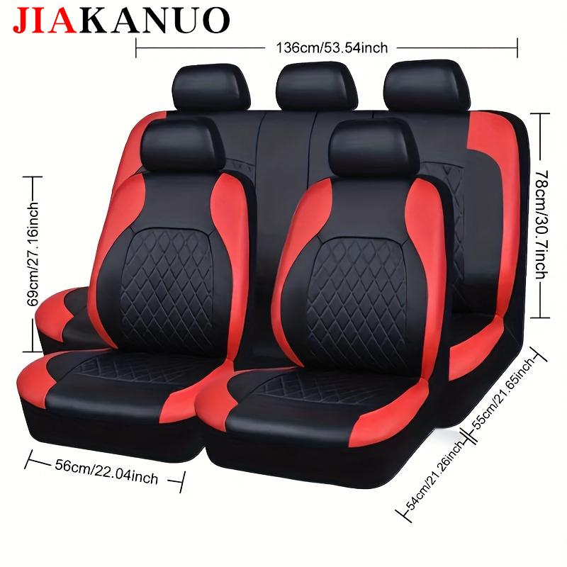 JIAKANUO Universal Car Seat Covers Set PU Leather for 2/5 Seats, Full Protection for Car Front & Rear Seats, Waterproof & Anti-Scratch, Fit Most Cars SUVs Vans Trucks, Automotive Seat Protectors, Airbag Compatible, Car Interior Accessories