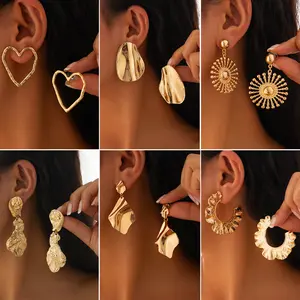 Personalized pleated hollow peach heart earrings, various combinations of sunflower earrings