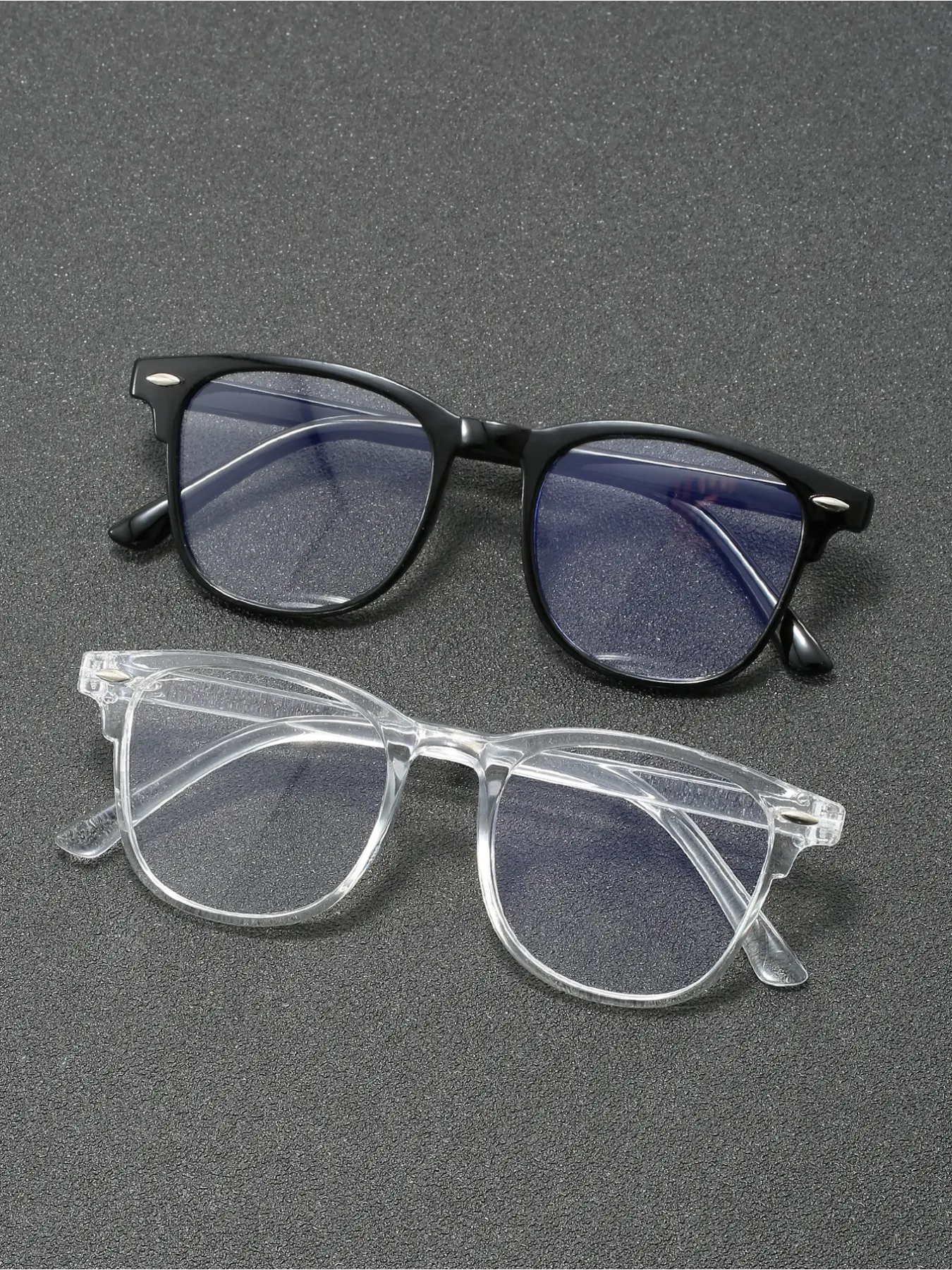 2 pairs of men's and women's classic travel frame combination flat glasses, suitable for computers, games, TVs, smartphones, clear lenses, eye protection, blue light glasses, Transparent Lens Glasses, Clear Lens Eyeglasses
