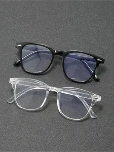 2 pairs of men's and women's classic travel frame combination flat glasses, suitable for computers, games, TVs, smartphones, clear lenses, eye protection, blue light glasses, Transparent Lens Glasses