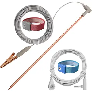Portable Copper Grounding Rod Kit with 40ft Female Ground Cord & Alligator Clip, Great for Grounded Connected Products, Easy to Use with Grounding Mat, Grounding Sheet and Pillowcase