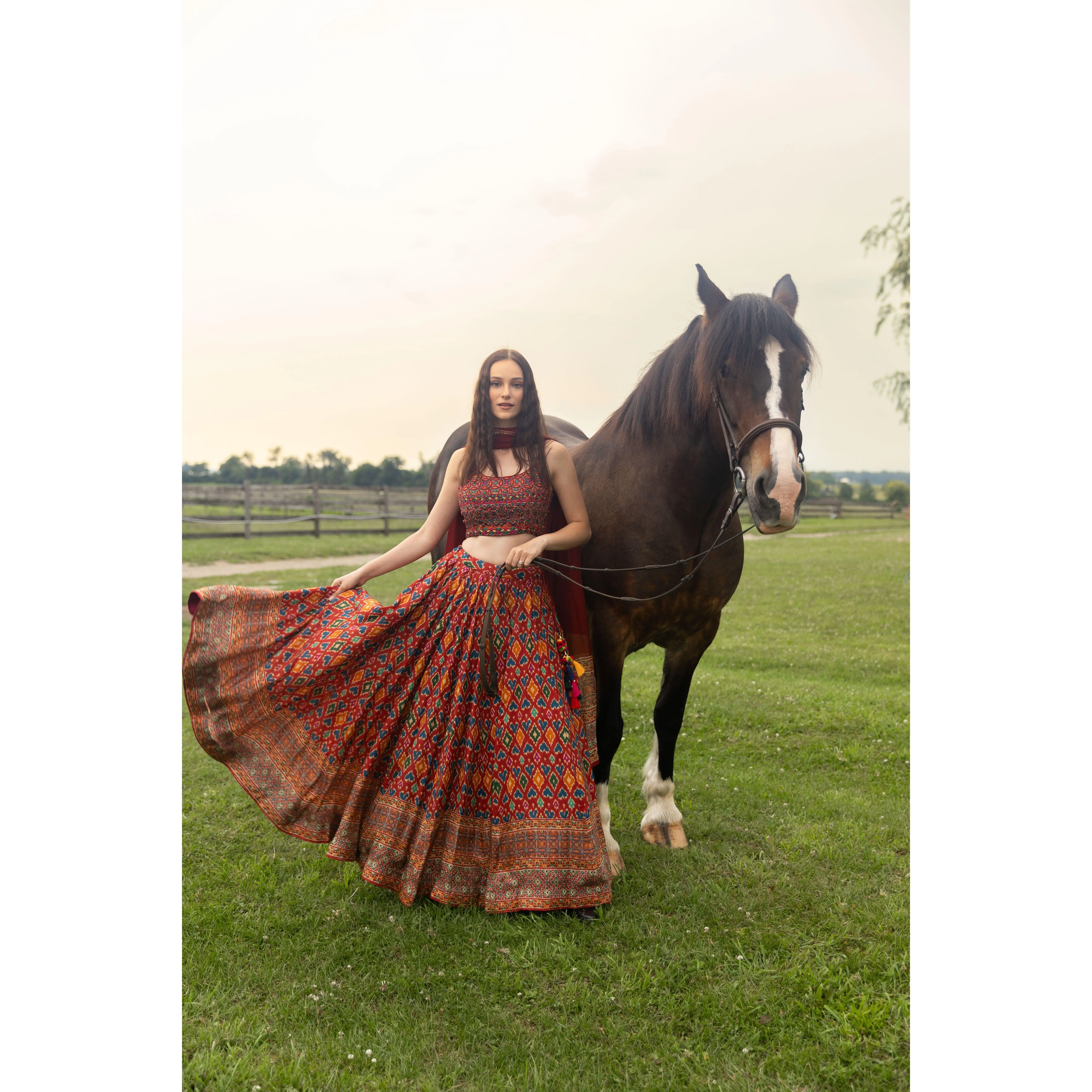 Louisa Red Patola Print Lehenga Choli Set