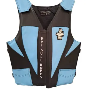EPT Bull Riding Vest v3.0- Black & Blue Leather EPT Brand - Adult Sizes: Small to X-Large