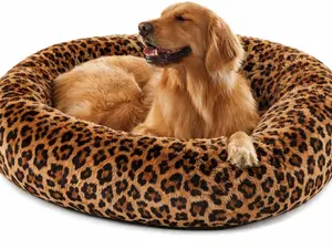 Donut Dog Bed - Premium Comfort for Anxiety Relief - Fluffy & Calming Leopard Design with Ultra-Plush Support | Cozy Round Dog Bed with Super Soft Circle