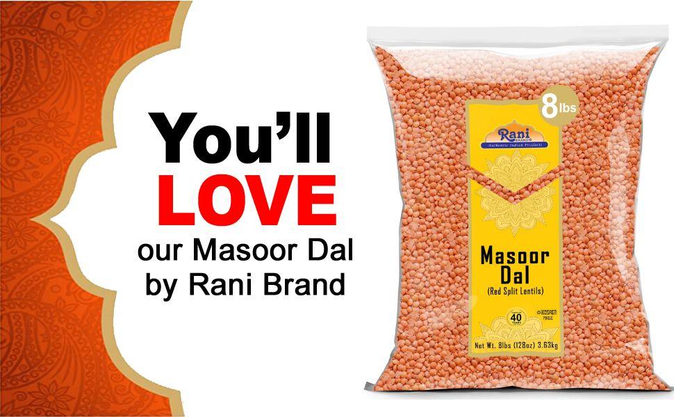 Rani Masoor Dal (Indian Red Lentils) Split Gram, 128oz (8lbs) 3.63kg, Bulk ~ All Natural | Gluten Friendly | NON-GMO | Kosher | Vegan | Indian Origin Rani Masoor Dal (Indian Red Lentils) Split Gram, 128oz (8lbs) 3.63kg, Bulk ~ All Natural | Gluten Friendly | NON-GMO | Kosher | Vegan | Indian Origin