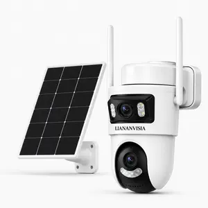 LIANANVISIA 4G LTE Solar Security Camera Outdoor, Built-in SIM Card, No WiFi Needed, Dual Lens Dual View, 2K PTZ Camera, 355° Pan 90° Tilt, AI Human Detection, Auto Tracking, Color Night Vision, Two-Way Audio, Light & Siren Alarm, IP66 Waterproof