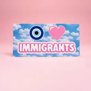 i love immigrants (2 pk) [ bumper sticker ] + (1) mystery sticker