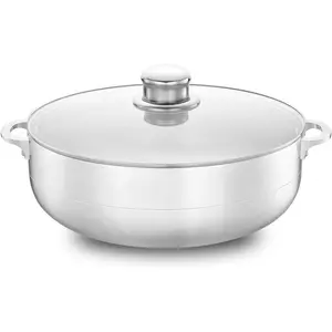 STYRKE 7-Quart Aluminum Caldero Stock Pot with Glass Lid, Cooking Dutch Oven Performance for Even Heat Distribution,for Serving Large & Small Groups, Riveted Handles Commercial Grade