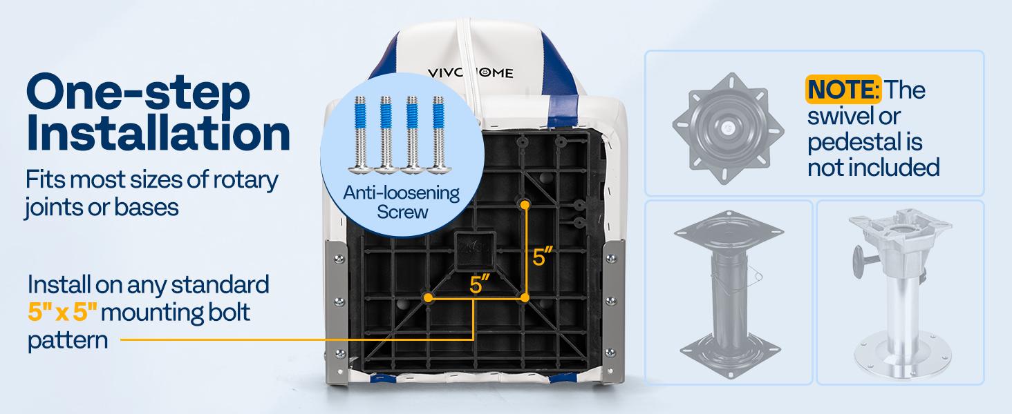 VIVOHOME 2 Pack Folding Boat Seats, Waterproof Boat Captain Chairs, 4 Mounting Screws Included