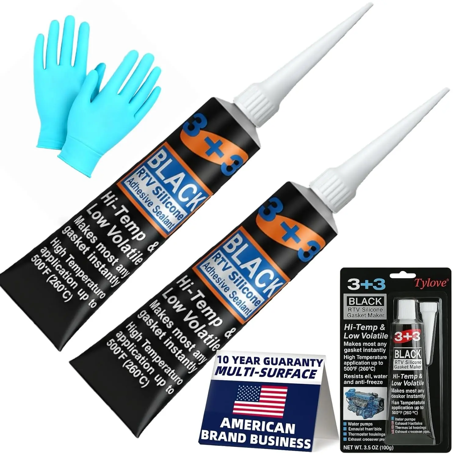 Silicone Gasket Maker High Temp 590°F Oil Resistant Black Professional Formula for Engine Oil Pan Valve Cover Transmission Housing Non-Corrosive Fast No Drip Application