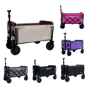 All-in-One Folding Wagon Cart – Converts to Bench Seat, Built-In Storage & Pet Tether, for Parks & Camping