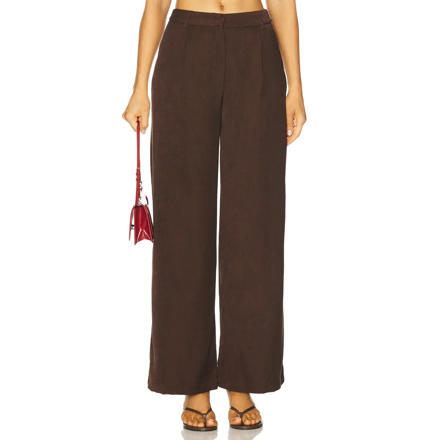 Runaway The Label Arla Wide Leg Pants in Chocolate