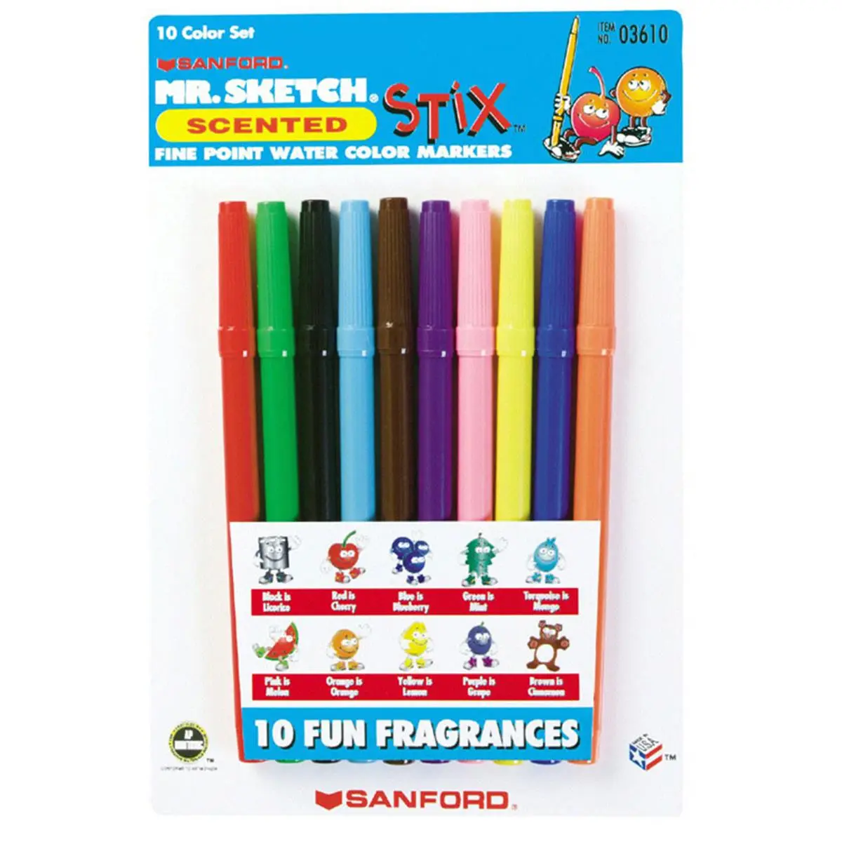 212 MAIN Mr Sketch Scented Marker Set - 10-Color, 0.8mm Tip, Cinnamon, Watermelon, Licorice, Mint Scents (Office Stationery Writing Tool)