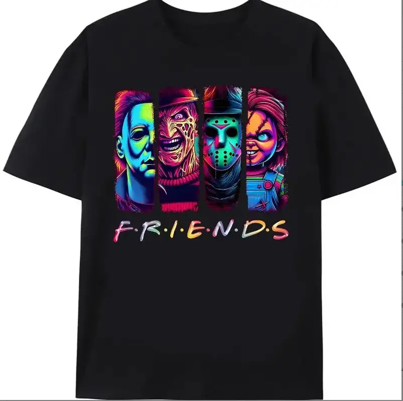 Halloween vintage neon graphic shirt,Everyone is a killer Black horror character print, horror Halloween, horror killer, retro Halloween T-shirt,Give him/her the top gift cotton  on Unisex Cotton T-Shirt Crew Neck Blouse Womenswear Fitted