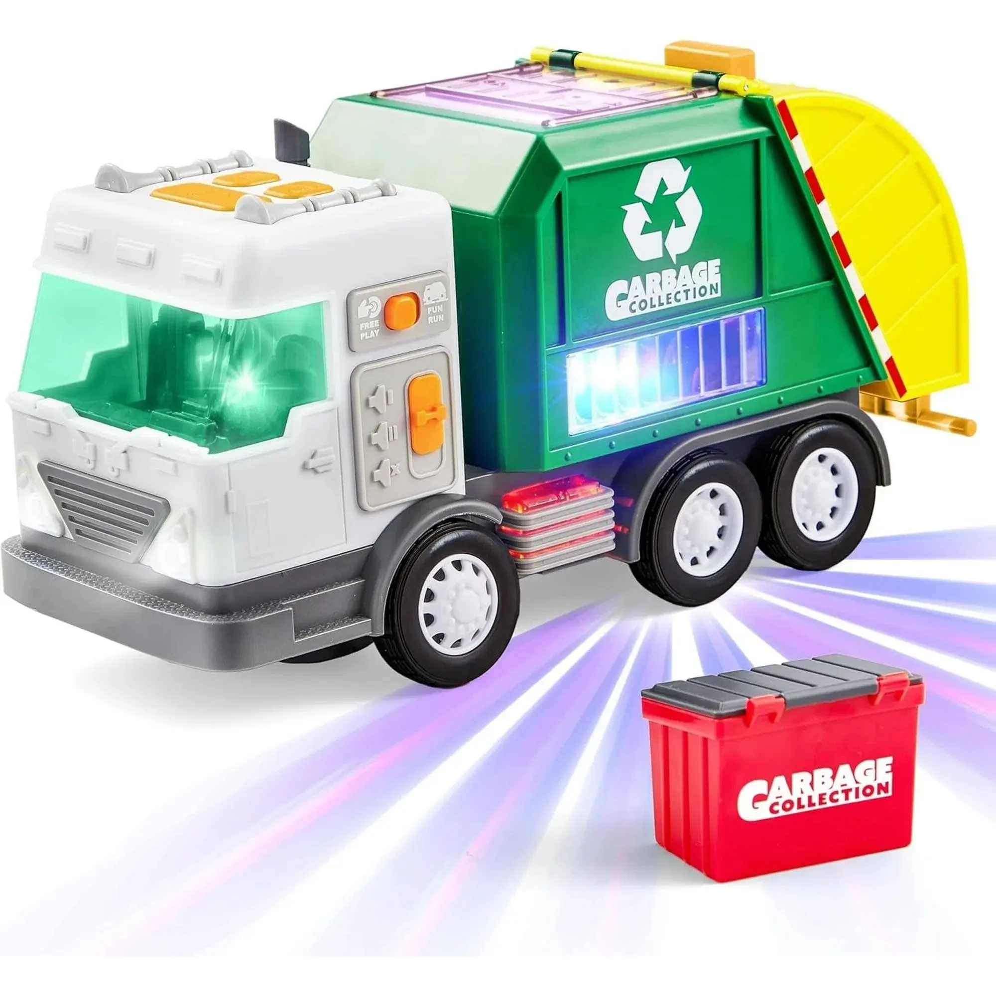 JoyX Garbage Truck Toy with LED Lights and Sounds – Bump & Go Interactive Trash Truck for Boys and Girls – Perfect Birthday and Christmas Gift Motion Activated