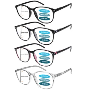 4 Pack Progressive Multifocal Reading Glasses for Women Oprah style Blue Light Blocking Spring Hinger Readers