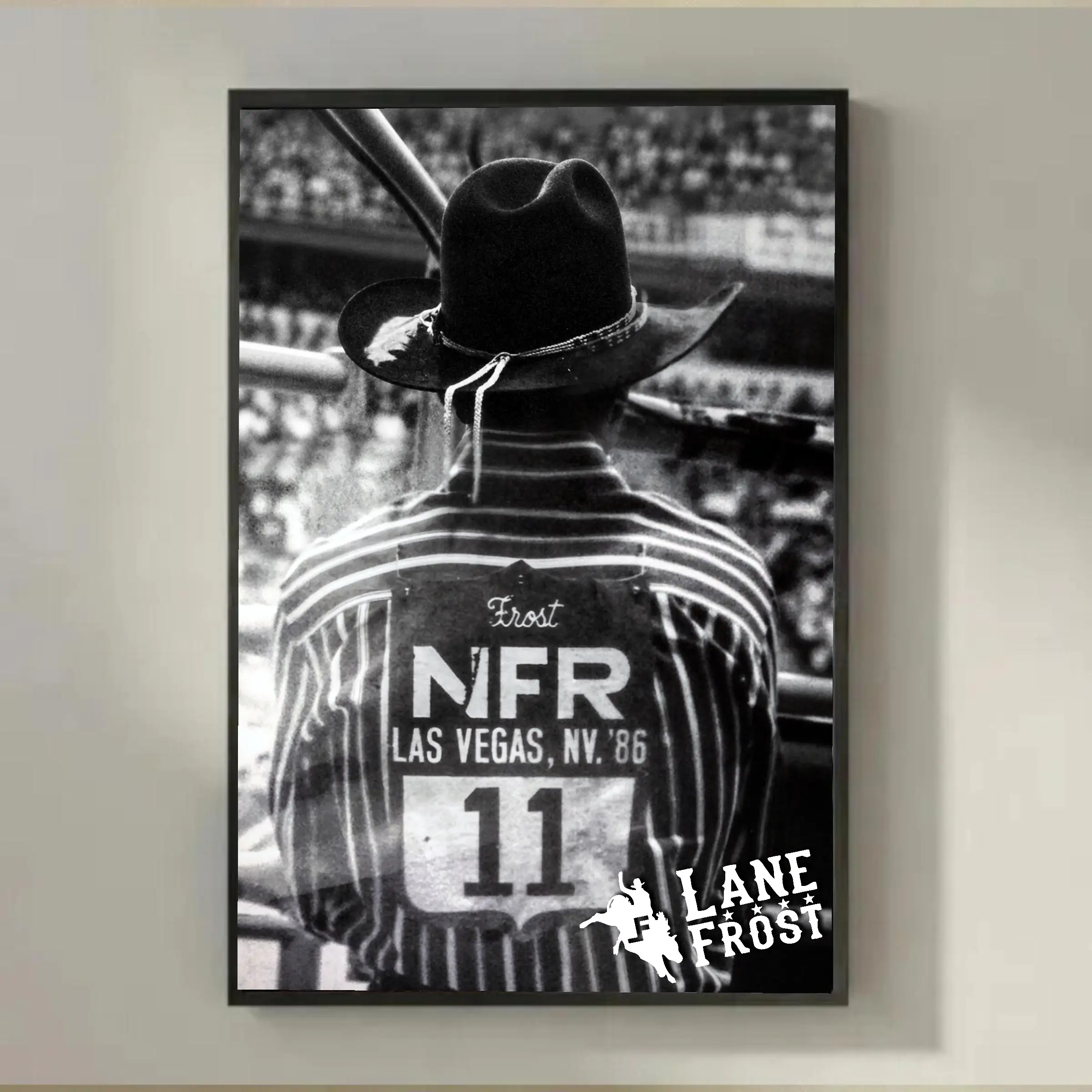 [NO FRAME] Vintage Lane Frost Poster with Signature, Legendary Bull Rider Rodeo Scene, Classic Western Wall Art, Aesthetic Print