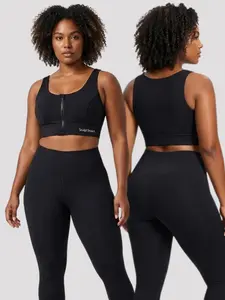 Sculpt Touch Front Zip Sports Bra High Support Full Coverage Back Non-Removable Pads No Bounce Workout Bra for Women Plus Size