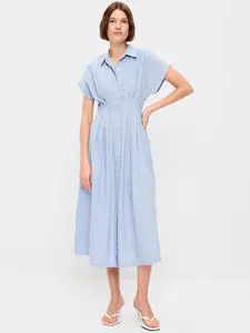 Old Navy Women's Smocked-Waist Midi Shirt Dress
