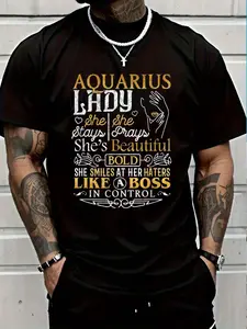 100% Cotton Aquarius Shirt Astrology Zodiac Sign Aquarius Woman T-Shirt Women's Men's Graphic Tee Crew Neck summer vacation Tops