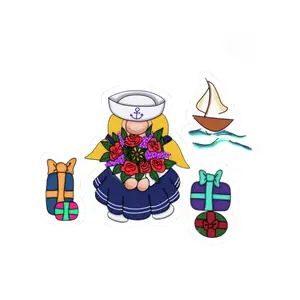Sailor Gnome Girl  Kiss-Cut Stickers | Nautical Sailboat, Presents