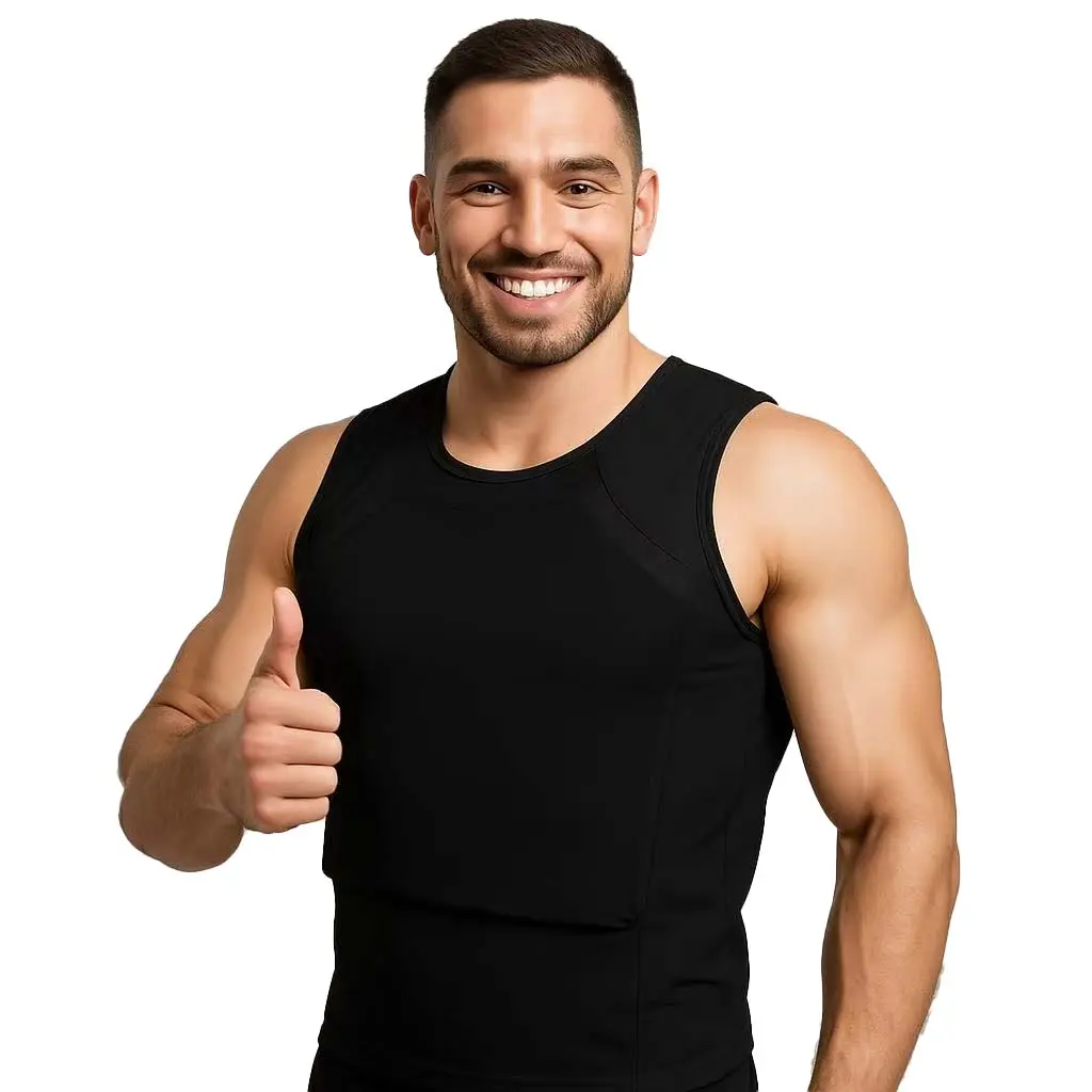 Unisex Stealth Design Sleeveless Tactical Elastic Basic Compression Vest - Black, Synthetic Build, Elastic Lined, Versatile Fit for Various Body Shapes (Sports & Outdoor Use), Elastic Basic Vest