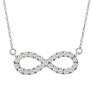 5/8Ct Diamond Infinity Pendant White or Yellow Gold Necklace 3/4" Wide