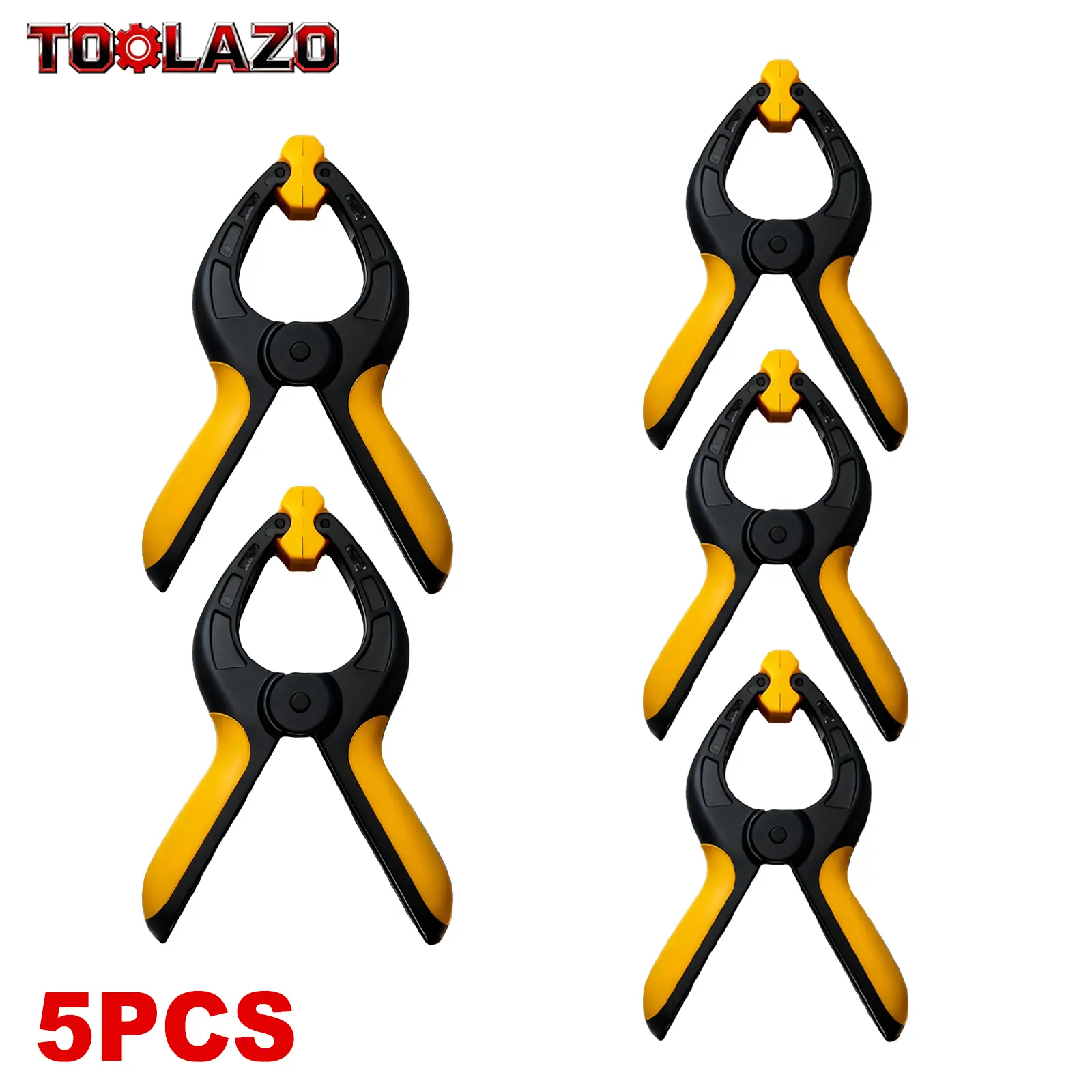 5pcs A-Frame 4-Inch Heavy Duty Spring Clamps, Carbon-Steel Spring, Quick-Release Grip, 90° Rotating Jaw Pads, Non-Slip Non-Marring Nylon Clips, 1.18 Inches, 50g Per Clamp for Woodworking, DIY Repairs