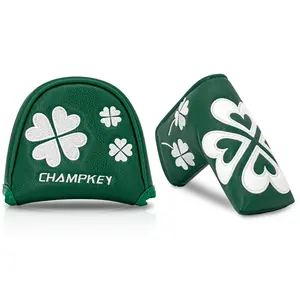 Heart-Shaped Four-Legged Clover Design Golf Club Head Cover, Four-Legged Clover Putter Head Cover & Golf Putting Cover, Durable Protector