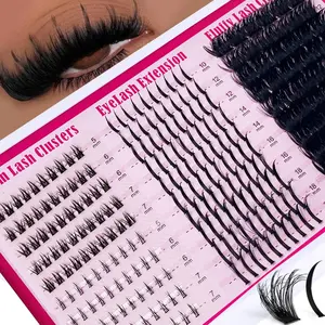 Faux Mink Eyelashes 260cluster C Curled, Curved Lash Clusters, 9-16mm Mixed Natural Eyelash Extension, 3D Russian Strip, Personal Eyelash Makeup Tool, Eyelash Clusters, Fluffy Eyelashes, Eyelash Clusters Extensions