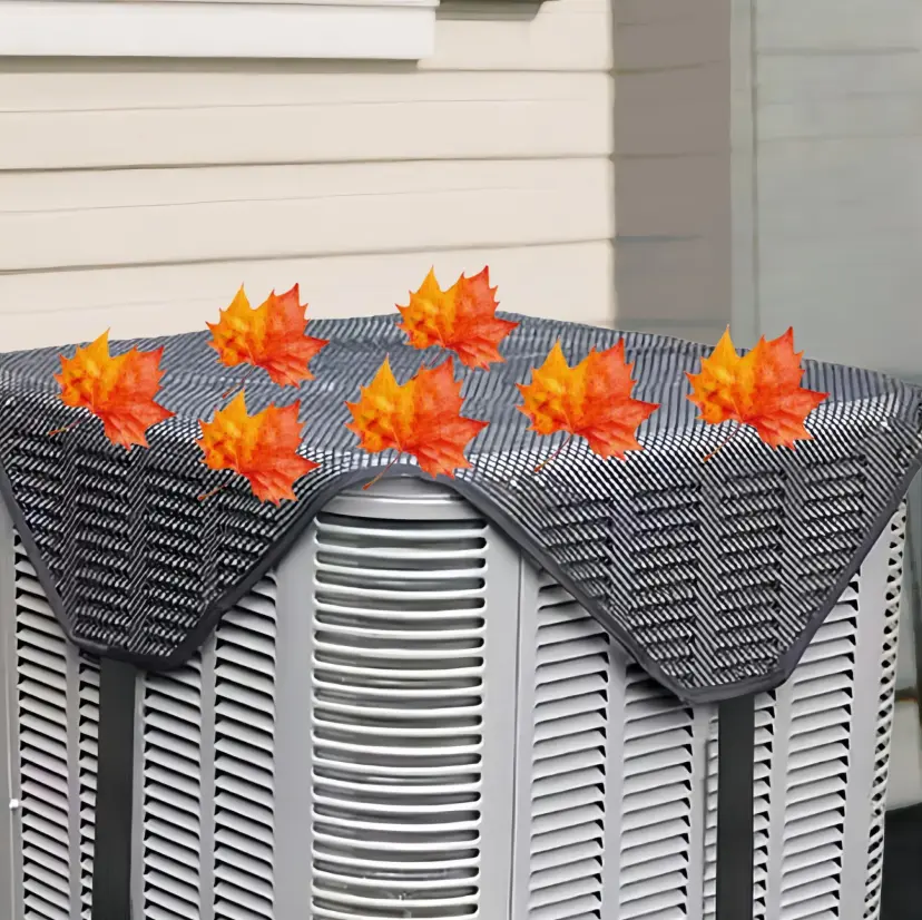 Modern Central AC Unit Cover - Windproof, Dustproof, Leaf Debris Guard with Secure Strap, PVC Ventilation All-Season Home Care Mesh Top Protector, Practical Father's Day Gift, New Home Essential campingessentials