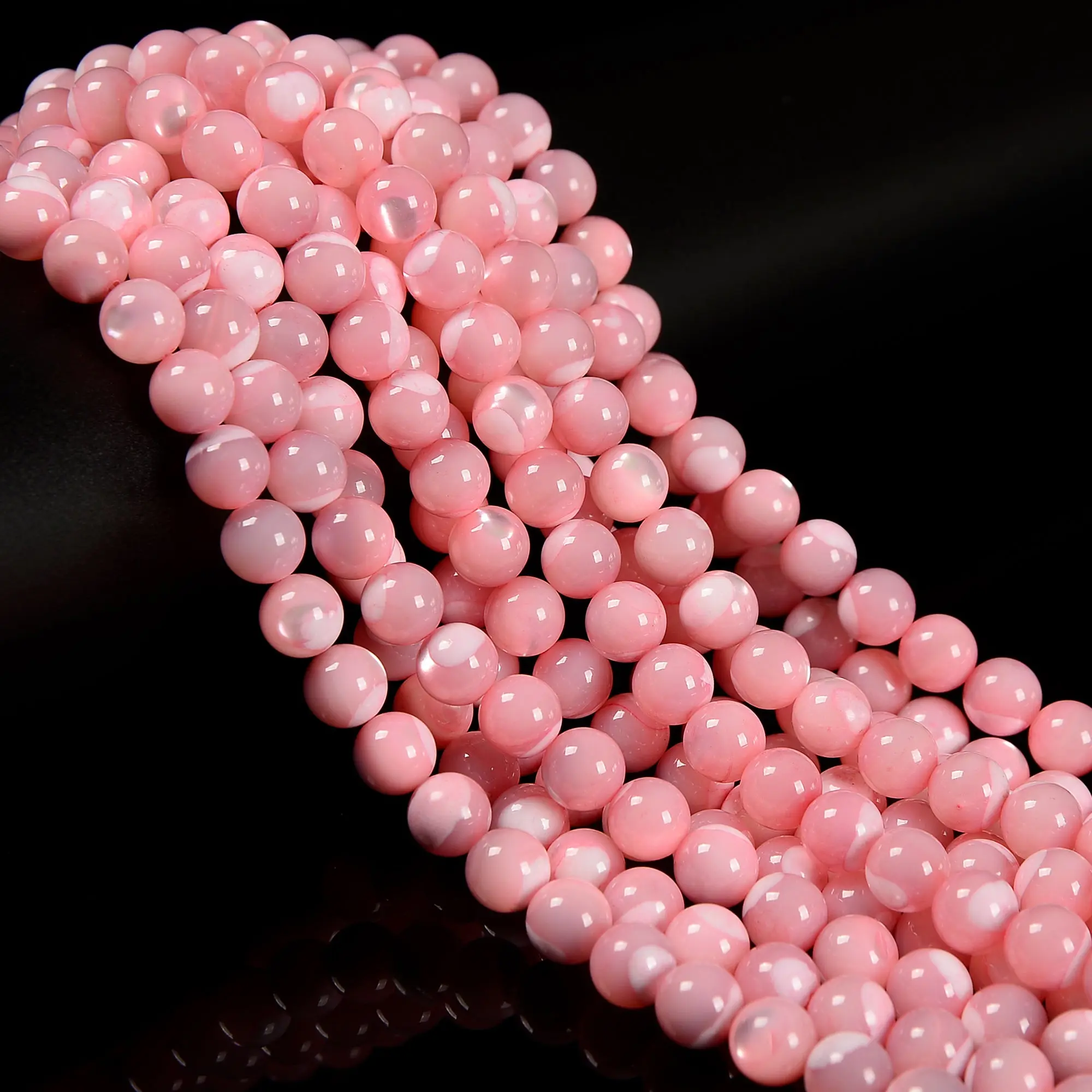 Pink Mother of Pearl MOP Shell Smooth Round Beads 4mm 6mm 8mm 10mm 15.5" Strand