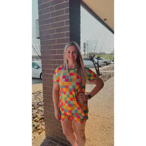 2pc Neon Checkered Set