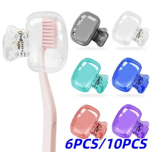 Travel Toothbrush Head Protector Set (6 Pieces), Portable Toothbrush Cover, Dust-Proof Brush Holder for Home, Travel, School, Office, Dustproof Toothbrush Holders