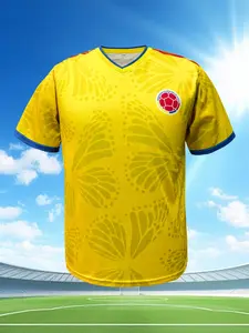 Unisex Colombia 2026 World Cup Football Jersey, Patriotic Yellow Breathable Soccer Shirt with Team Badge, Moisture-Wicking Athletic Top for World Cup Viewing Parties, Fans Gift & Daily Training