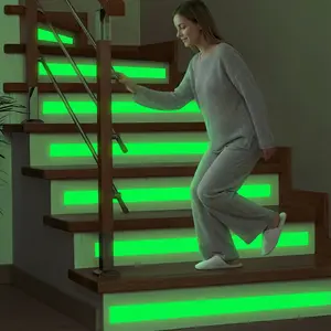 Heavy Duty 16ft Glow in The Dark Tape - Prevent falls Neon Green Glow-in-the-Dark Adhesive Tape for Stairs, Stage Lighting, Emergency Exit Paths, Construction Sites - Fluorescent Glow Under UV/Blacklight, Durable must-have festive party occasions