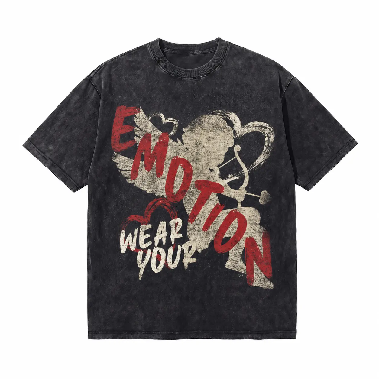 LAWLESSROW Wear Your Emotion Cupid Vintage Acid Wash Tee
