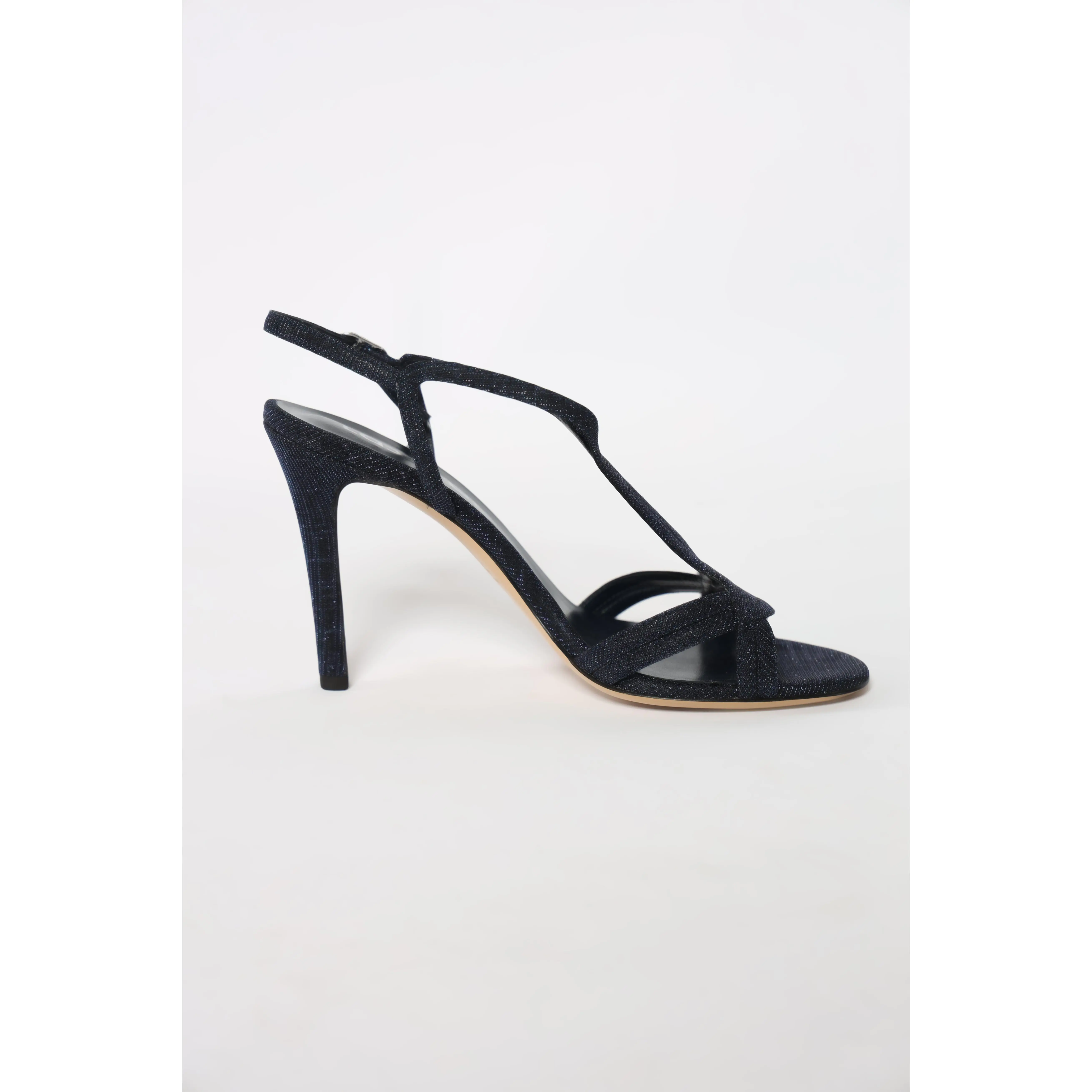 Blue Glitz Strappy Leather Women's Italian Sandals