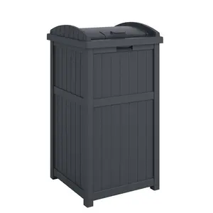 Suncast Trashcan Hideaway Outdoor 33 Gallon Garbage Trash Waste Bin