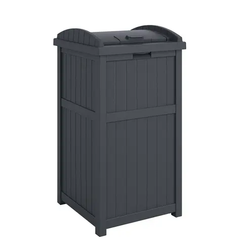 Suncast Trashcan Hideaway Outdoor 33 Gallon Garbage Trash Waste Bin