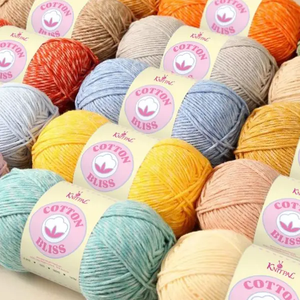 KnitPal Cotton Bliss Medium Worsted Cotton Blend Yarn, 4 Skeins (640 yds/400g) - Breathable, Durable, Easy-Care, Beginner-Friendly for Baby Projects, Knitting, Crochet; Pastels, Marled Colors, Neutral Tones, Refined Stitch Definition, Crochet Project