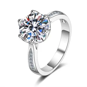 STUNNA LADY 3 Carat D Color Romance Moissanite Ring Engagement Ring 6 Prong Hearts and Arrow Cut Solitaire Moissanite for Wife, Fiancee 925 Sterling Silver Moissanite Rings for Women Birthday Mothers Day Gifts with Certificate of Authenticity and Gift Box