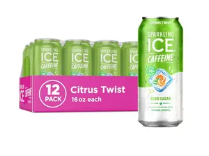 Sparkling Ice Caffeine Citrus Twist Sparkling Water with Caffeine, Zero Sugar, with Antioxidants and Vitamins,16 fl oz Cans (Pack Of 12)
