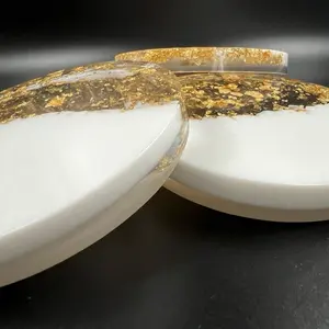 Set of 4 White and Gold Coasters for Tableware by Viviresincreations - Cutlery resin coasters