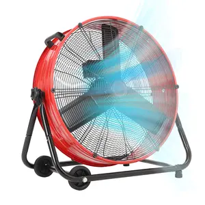 High speed industrial drum shaped floor fan -24 inch heavy-duty metal structure -3 adjustable speed, 360 ° tilt, portable handles and casters - powerful air cycle unit suitable for warehouses, garages, workshops, commercial areas, and basements