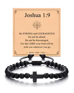 Easter Basket Stuffers Teen Boy Gifts Ideas Cross Bracelet for Men, Religious Christian Gifts for Men Son Grandson 10 11 12 13 14 15 16 17 18 Year Old Birthday Gift, Daily Clothing Decor