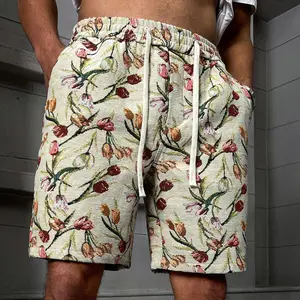 Men's All-Seasons Floral Print Shorts – Elastic Waist, Drawstring, Breathable. Ideal for Casual, Beach, Vacation & Outdoor Use. Sizes S–XXL | Waist 75–90cm | Top Rated, Durable Polyester Comfortable Fit Style
