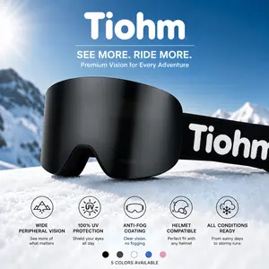 1 Pair Magnetic Flip Ski Goggles – Modern HD Mirrored Lens, Helmet Compatible & Anti-Slip Strap – For Snowboarding & Winter Sports Enthusiasts